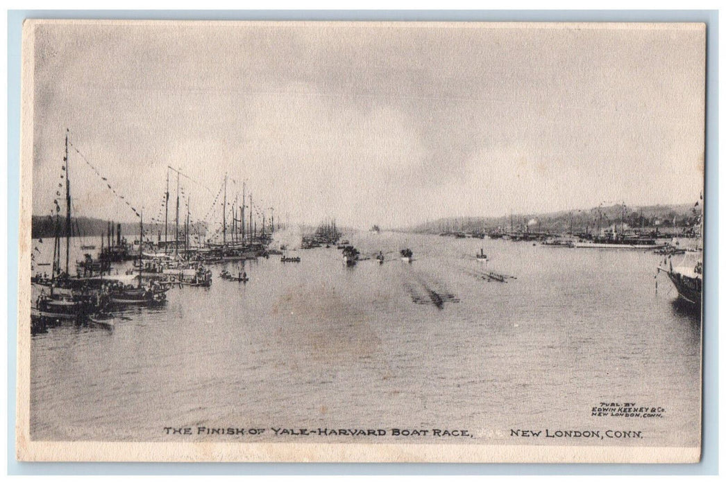 c1920's The Finish of Yale-Harvard Boat Race New London Connecticut CT Postcard