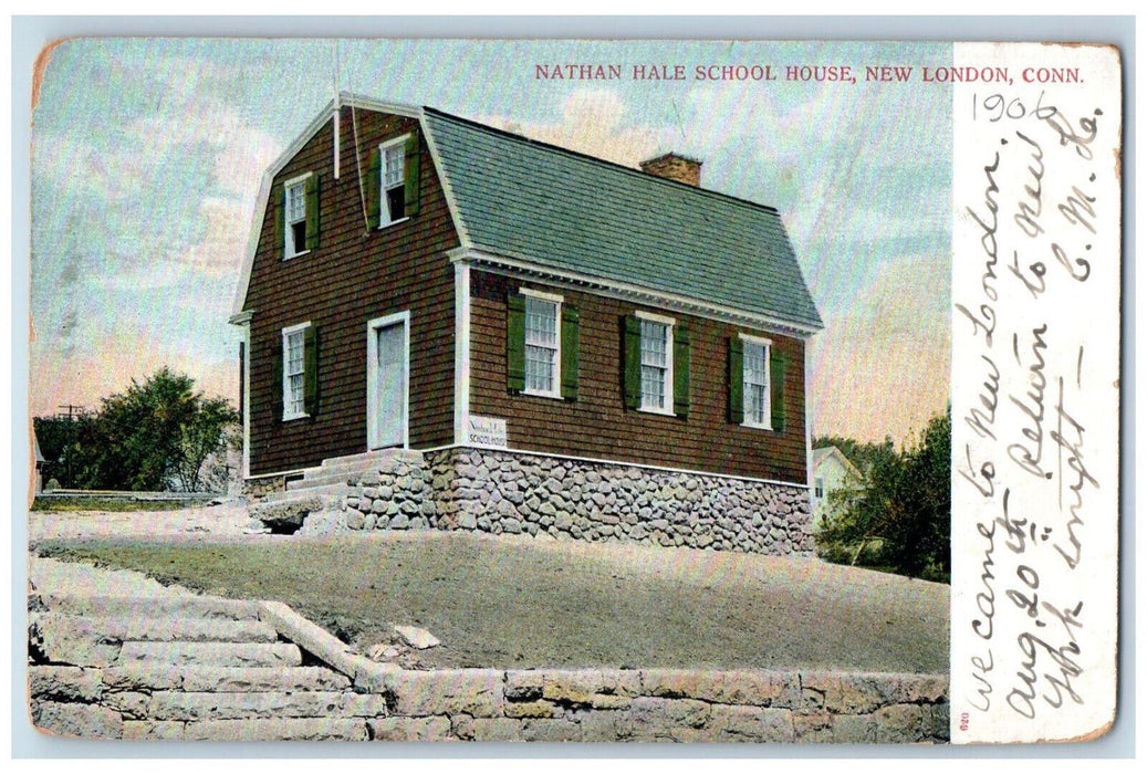 1906 Nathan Hale School House New London CT AC Bosselman & Co Postcard