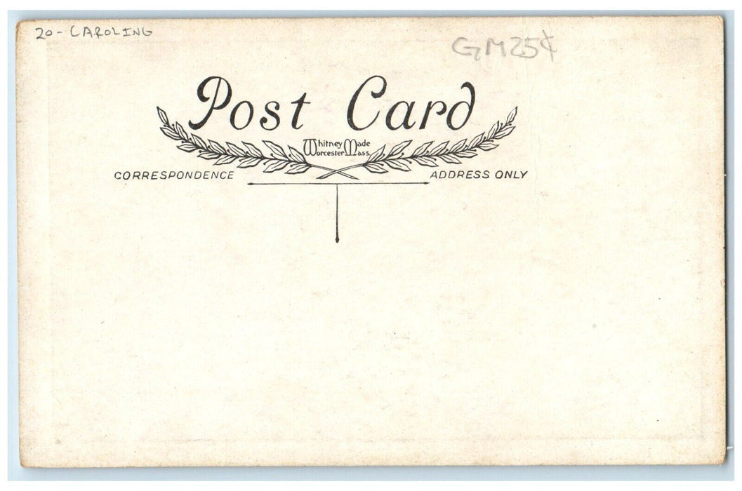 c1910's Christmas Greetings Girl Caroling Snowfalls Pine Tree Winter Postcard