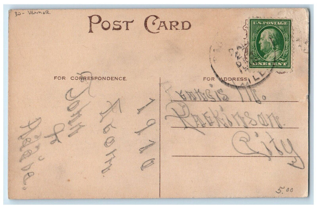 c1910's Christmas Santa Claus Reindeer Chimney Covered Snow Humor Postcard