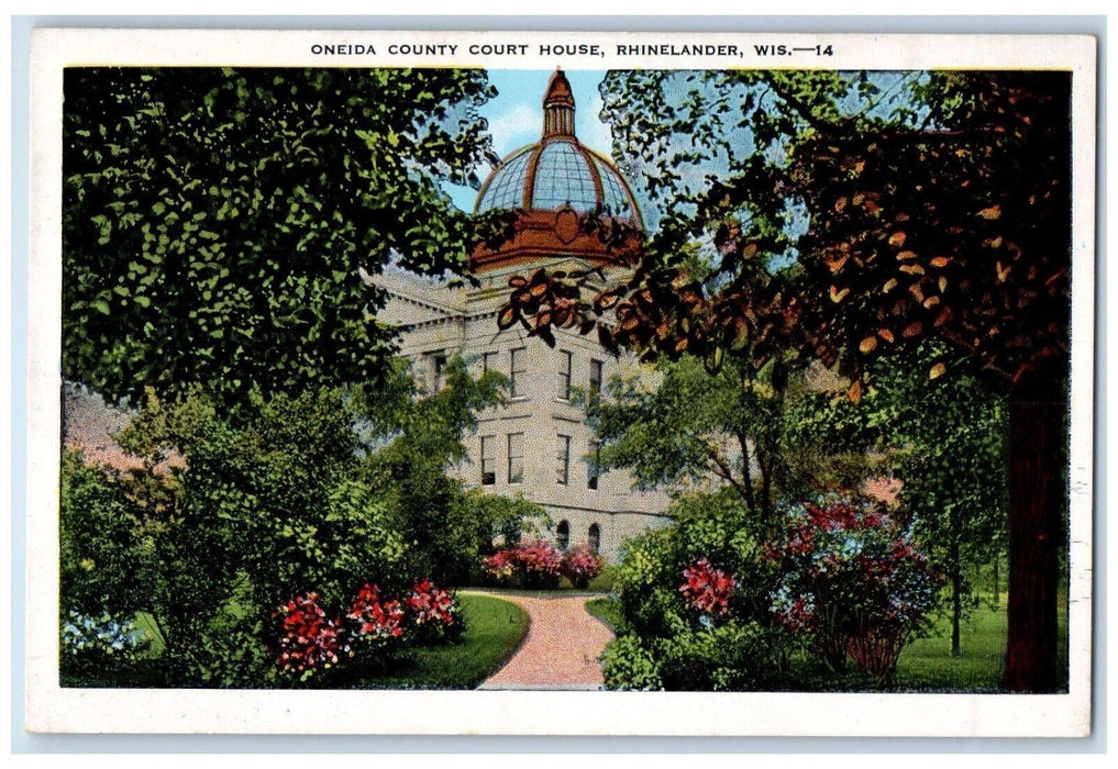 Oneida County Court House Exterior Scene Rhinelander Wisconsin WI Postcard