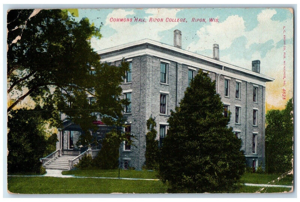 1910 Common Halls Ripon College Building Exterior Scene Wisconsin WI Postcard