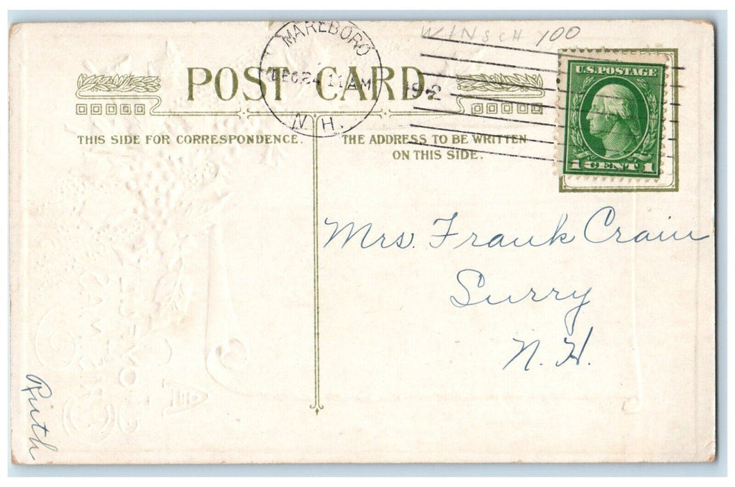 c1910's Christmas Holly Berries Mill Winter John Winsch Artist Signed Postcard