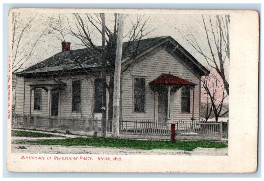 c1905 Birthplace of Republican Party Exterior Scene Ripon Wisconsin WI Postcard