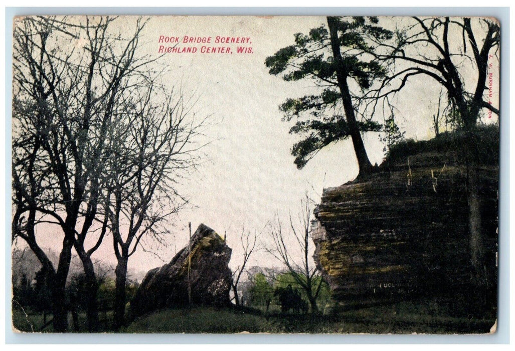 1908 View Of Rock Bridge Scenery Richland Center Wisconsin WI Antique Postcard