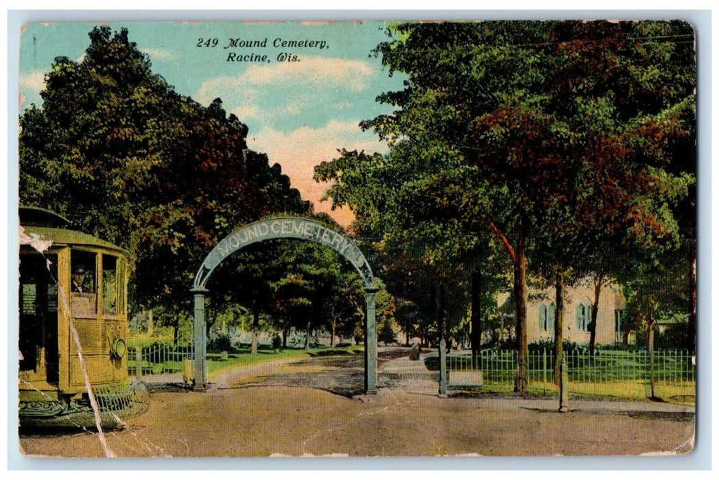 1911 View Of Mound Cemetery Roadside Racine Wisconsin WI Antique Postcard