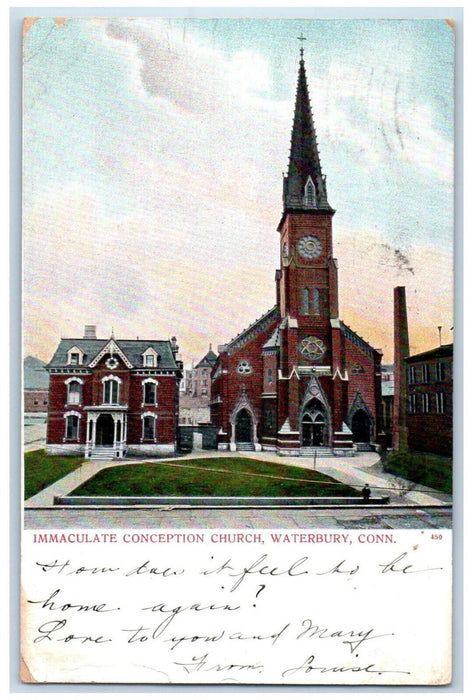 1907 Immaculate Conception Church Waterbury Connecticut CT Antique Postcard
