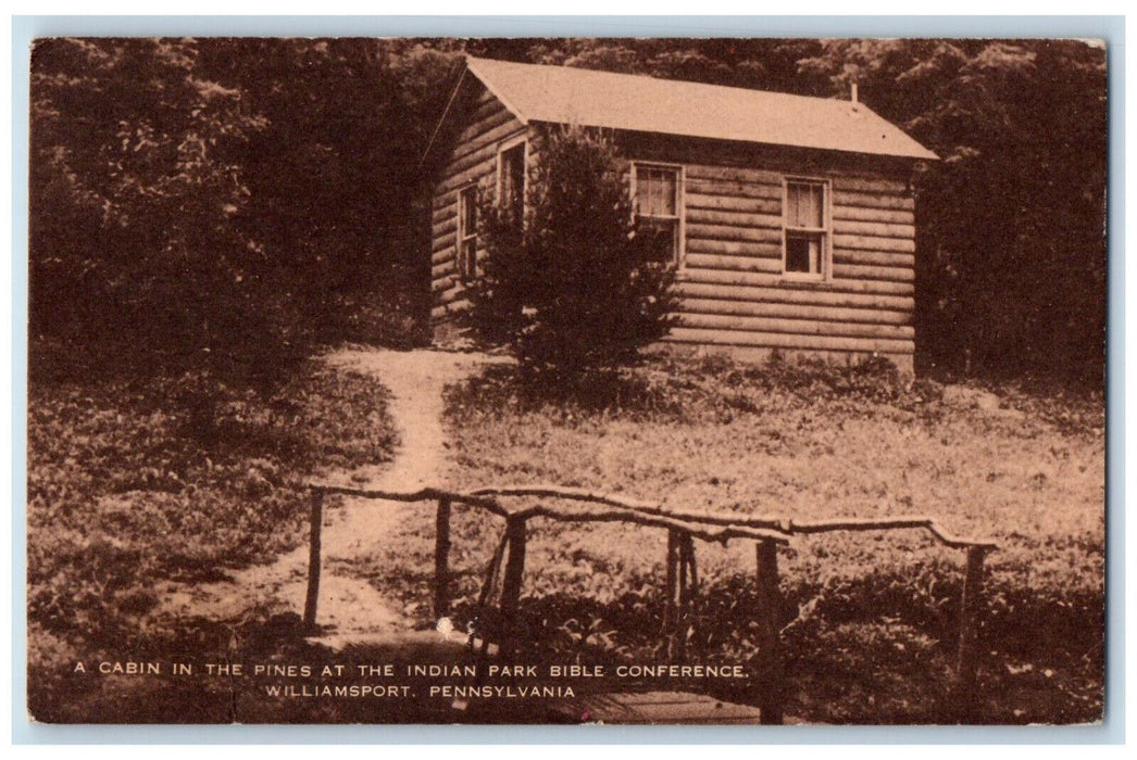 1954 A Cabin In The Pines Indian Park Bible Conference Williamsport PA Postcard