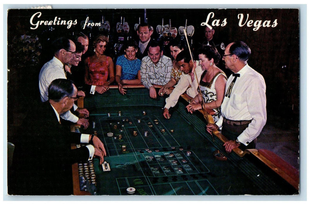 1960 Craps Gambling Casino Hacienda Greetings from Las Vegas Nevada NV Postcard