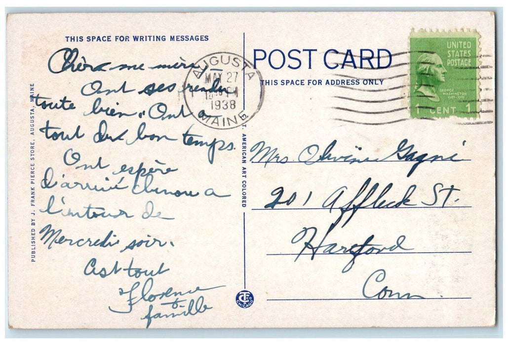 1938 Hammonds Grove Lake Cobbosseecontee Manchester Maine ME Vintage Postcard