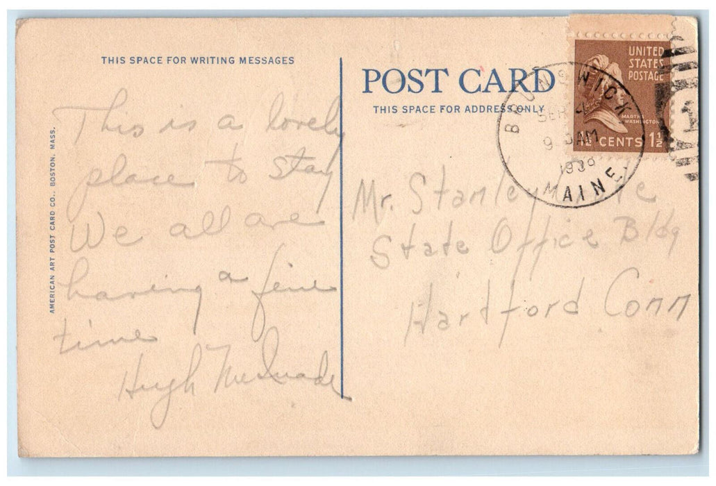 c1930's Boat Landing Lake Cobbosseecontee Augusta Maine ME Vintage Postcard