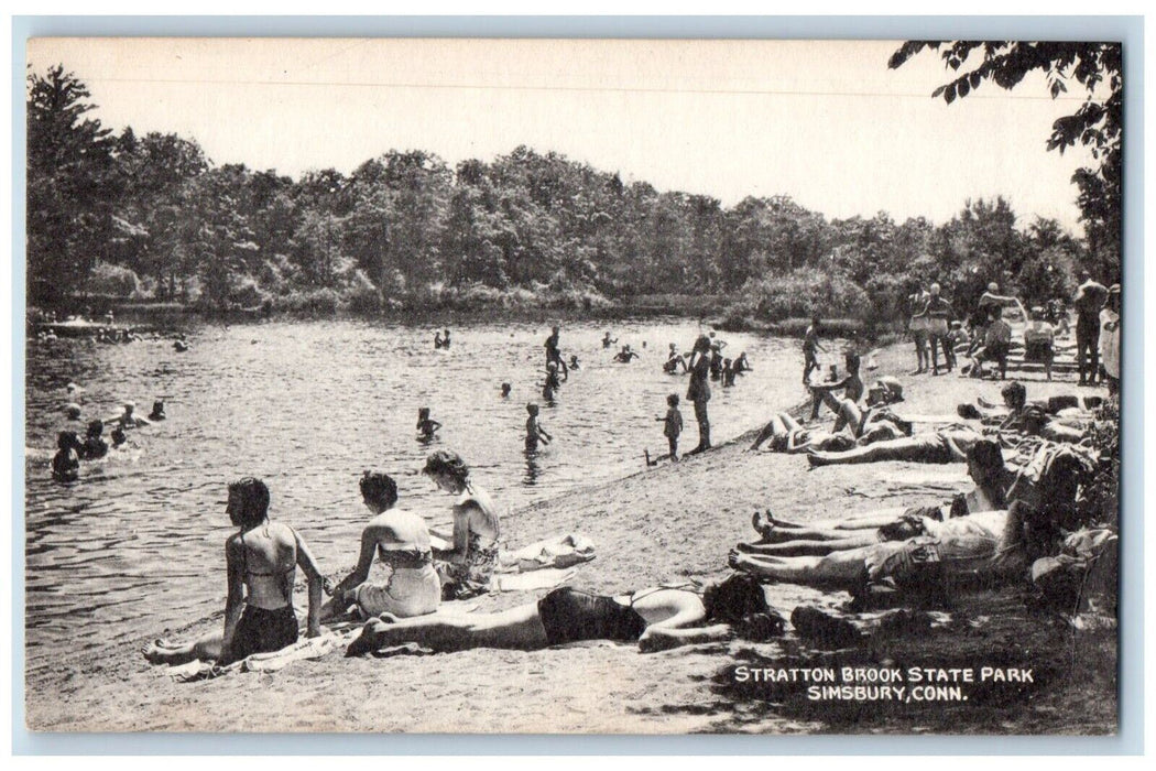 c1940 Stratton Brook State Park Simsbury Connecticut CT Vintage Antique Postcard