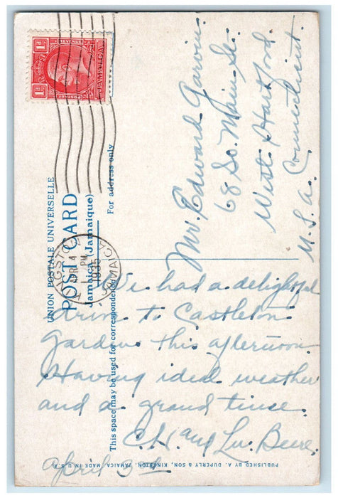 1935 Greetings from Jamaica Castleton Gardens 19 Miles from Kingston Postcard
