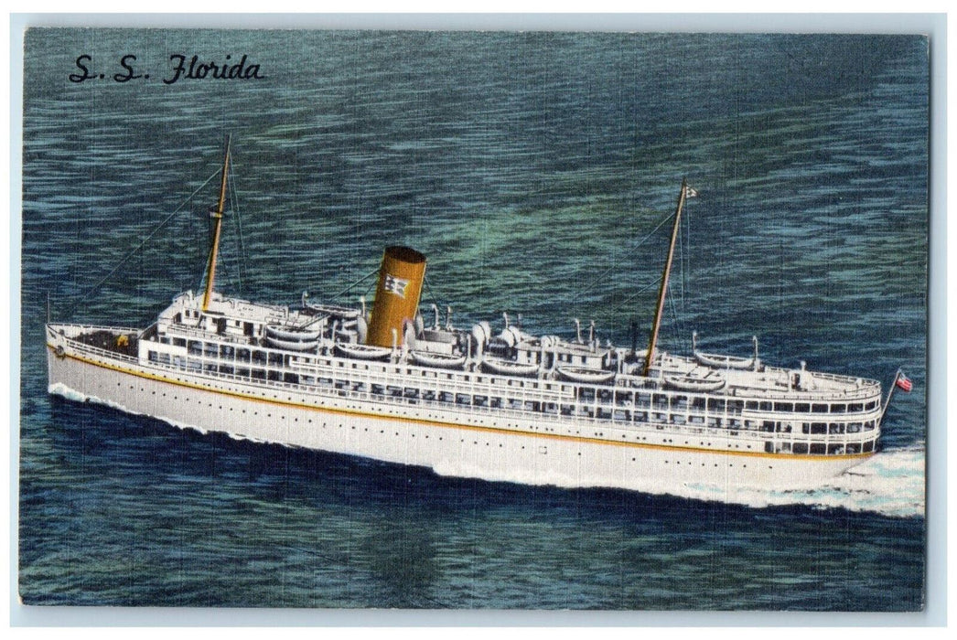 c1950's Big Steamship Florida P&O Steampship Co. Miami Florida FL Postcard