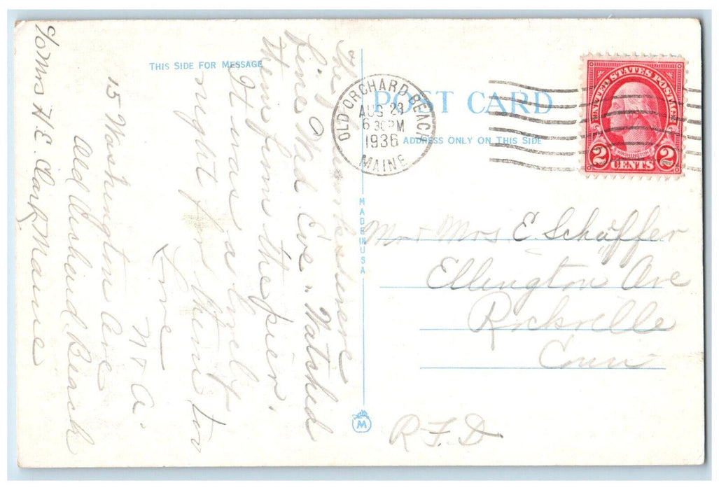 1936 Moonlight Waterfront From Casino Old Orchard Beach Maine ME Postcard