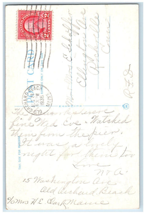 1936 Moonlight Waterfront From Casino Old Orchard Beach Maine ME Postcard