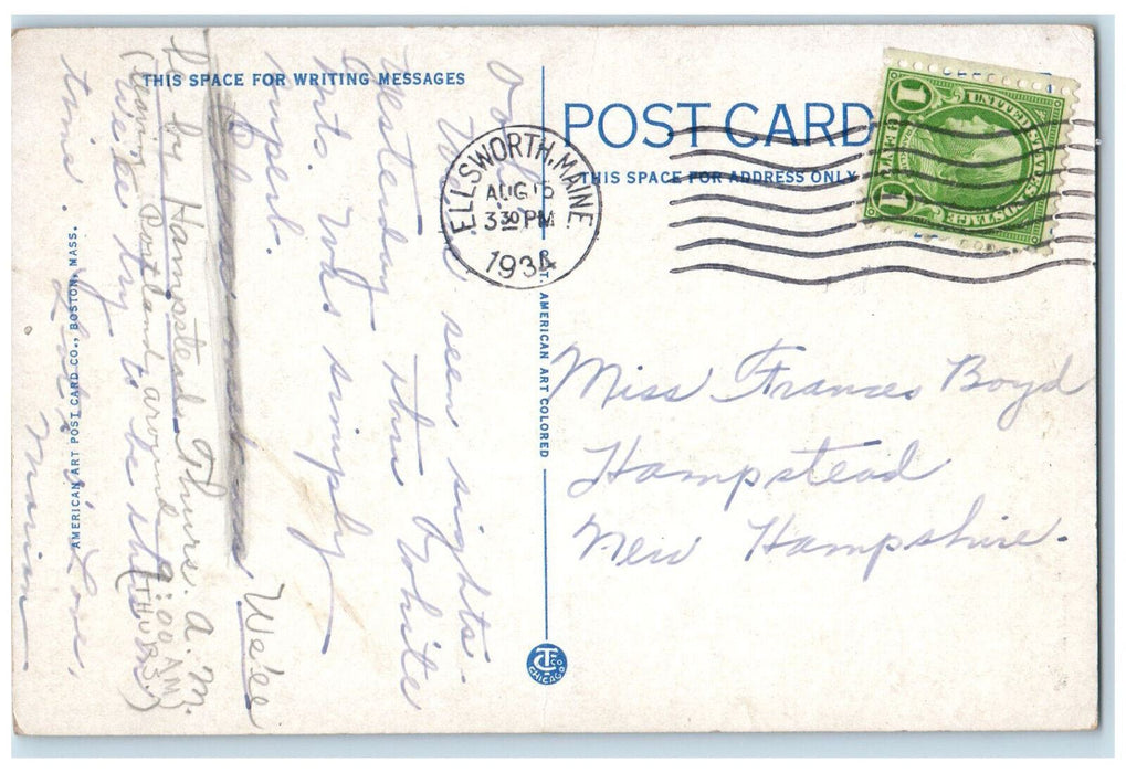 1934 Way Up In Maine Doubletop Mountain Sourdnahunk Stream ME Postcard