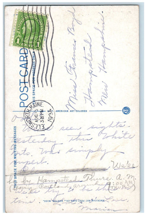 1934 Way Up In Maine Doubletop Mountain Sourdnahunk Stream ME Postcard