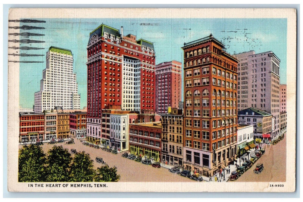 1936 Tall Buildings In The Heart of Memphis Tennessee TN Posted Postcard