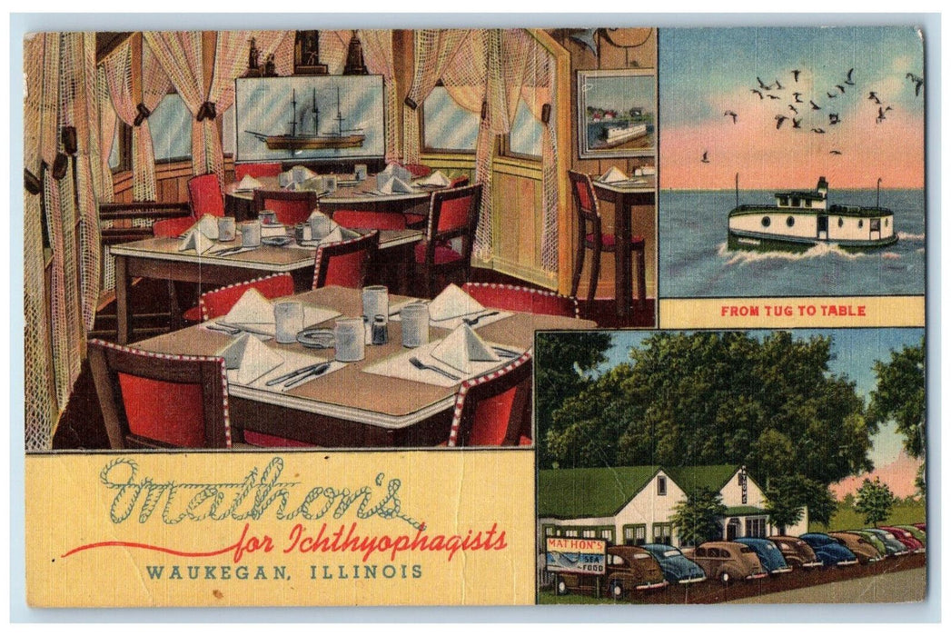 1954 Multiview Mathon's For Ichtyophagists Waukegan Illinois IL Postcard