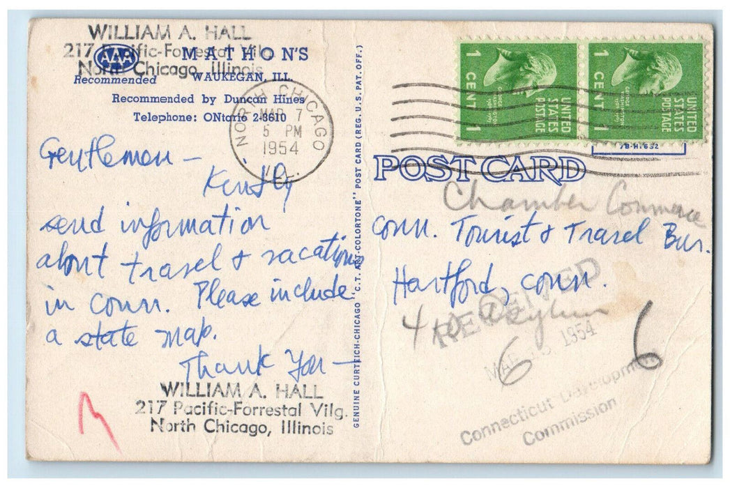 1954 Multiview Mathon's For Ichtyophagists Waukegan Illinois IL Postcard