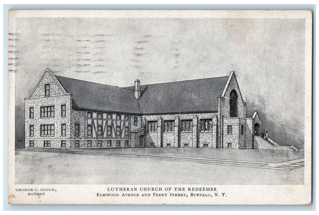 1912 Lutheran Church Redeemer Elmwood Avenue Street Buffalo New York Postcard