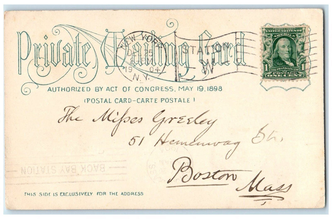 1904 Christmas Christmastide Boy Theatre PMC New York NY Theater Postcard