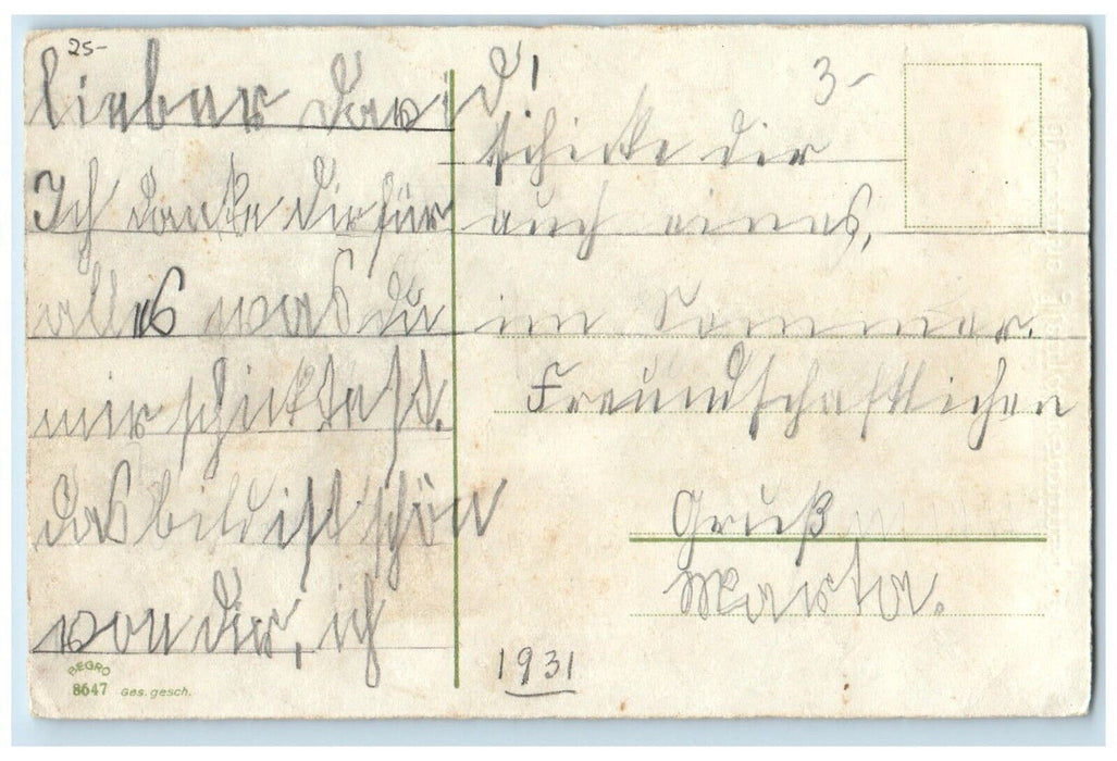 c1910's Christmas Girl Telephone Holly Leaf Shamrock Posted Antique Postcard