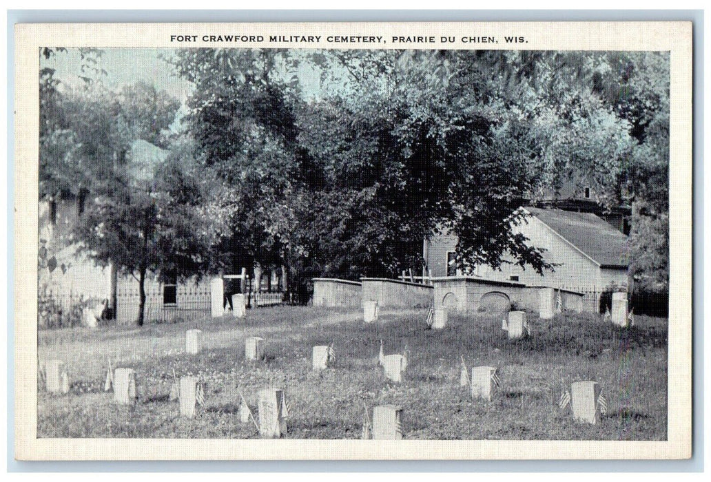 View of Fort Crawford Military Cemetery Prairie Du Chien Wisconsin WI Postcard