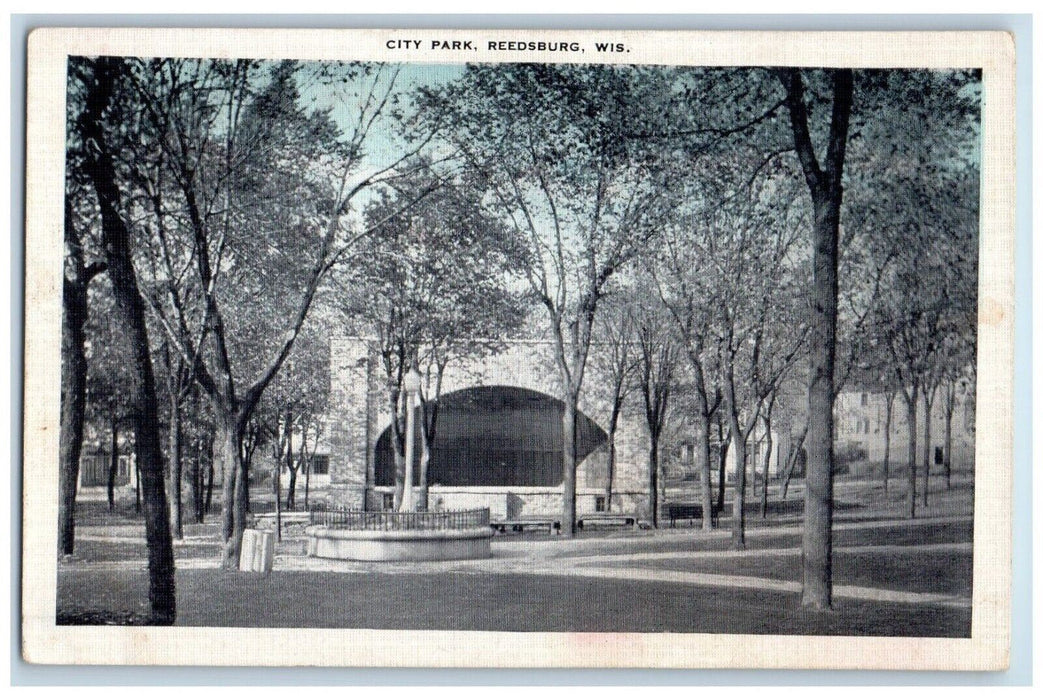 View Of City Park Trees Scene Reedsburg Wisconsin WI Vintage Posted Postcard