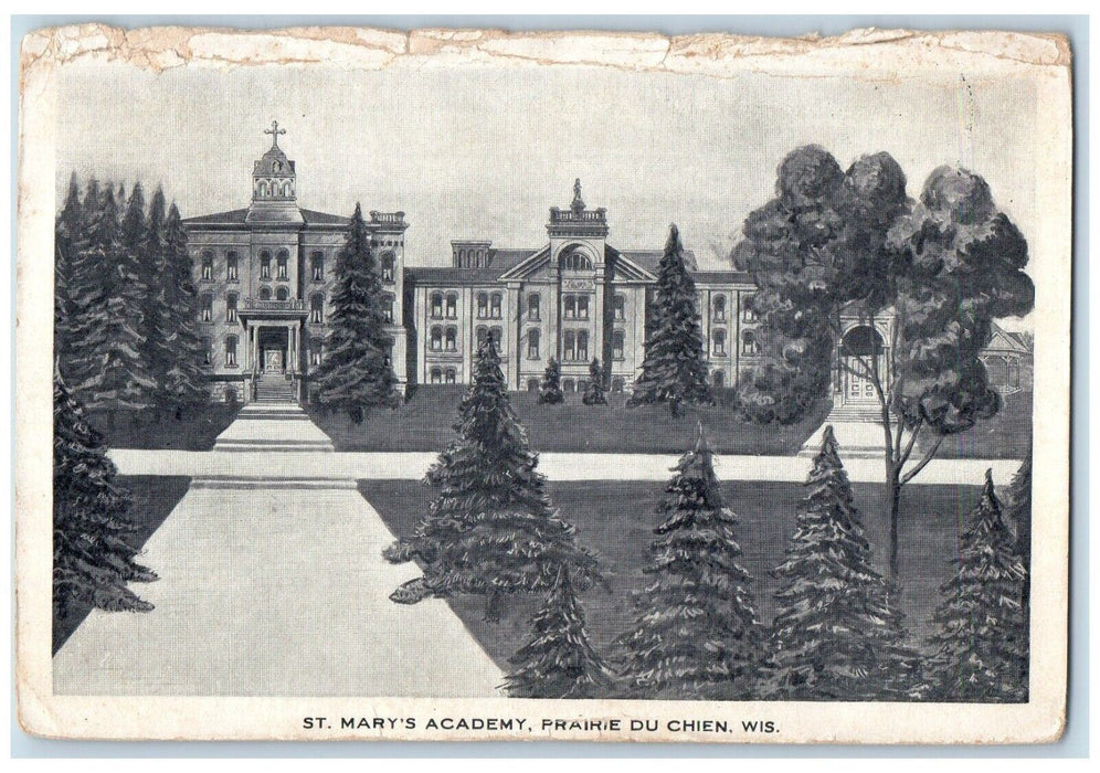 1908 ST Mary's Academy Building Prairie Du Chien Wisconsin WI Antique Postcard