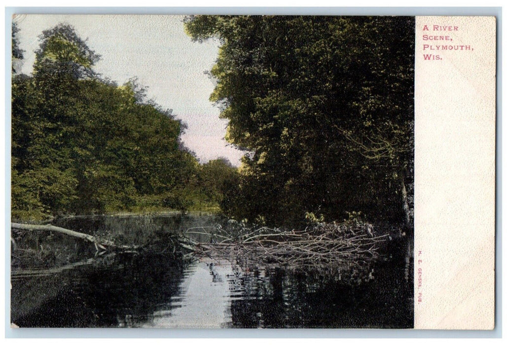 c1905 View Of Bridge And River Plymouth Wisconsin WI Vintage Unposted Postcard