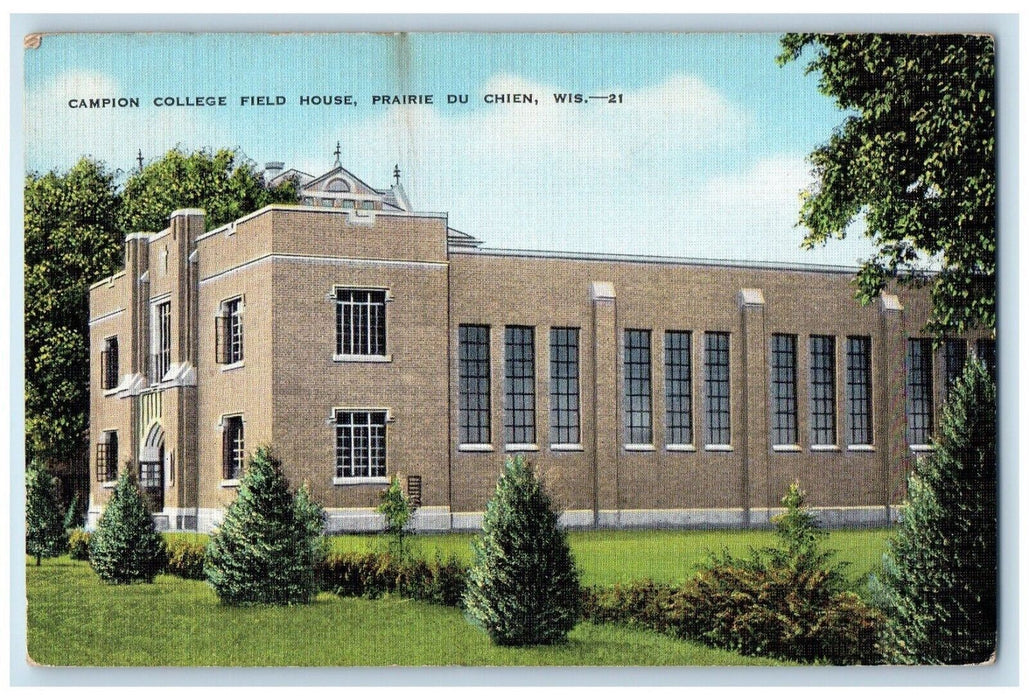 Campion College Field House Prairie Du Chien Wisconsin WI Vintage Postcard