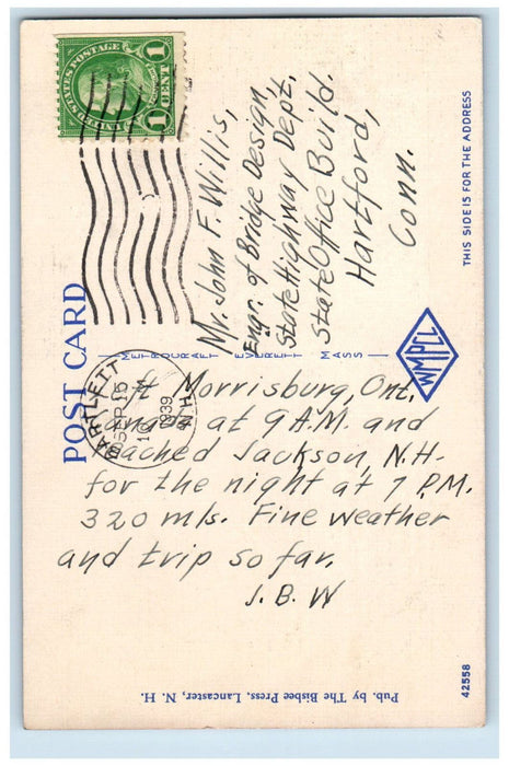 1939 Mt. Washington From Pinkham Notch White Mountains New Hampshire NH Postcard
