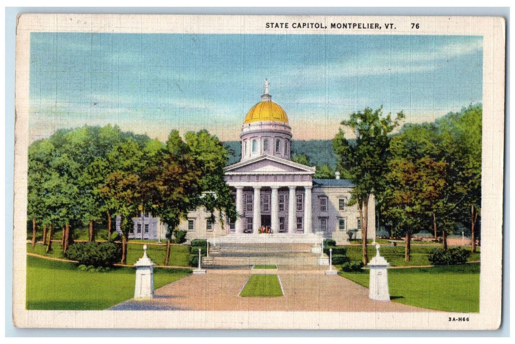 1934 Way to State Capitol Montpelier Vermont VT Vintage Posted Postcard