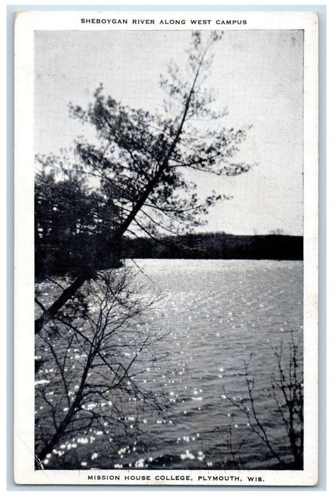 Sheboygan River Along West Campus Mission House College Plymouth WI Postcard