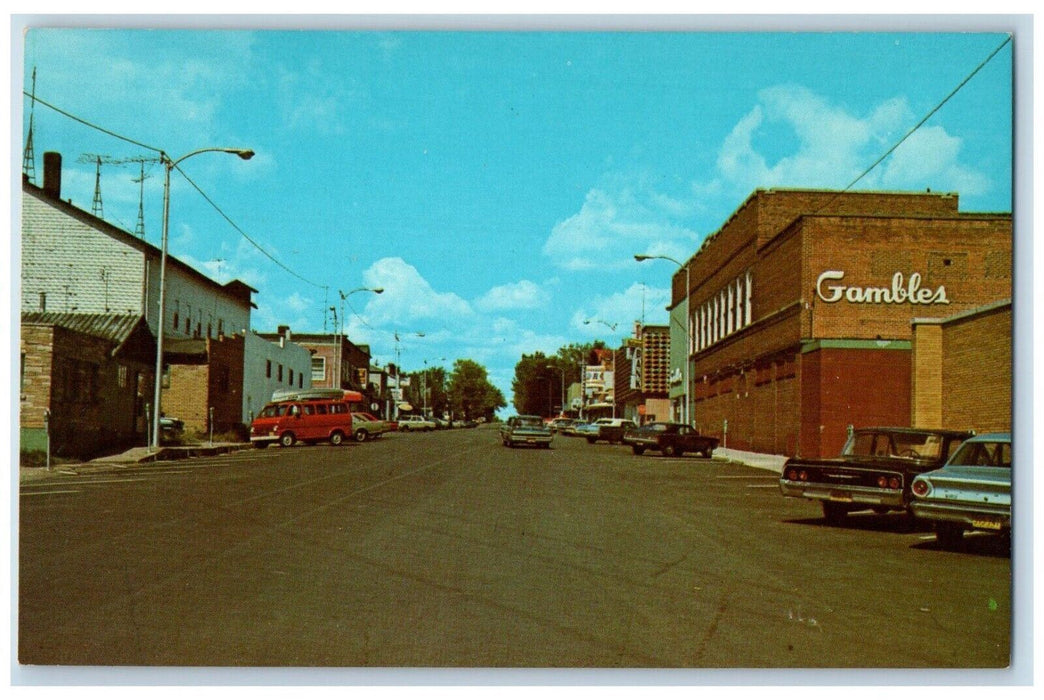 c1950's Street Scene Gambles Cars View Park Falls Wisconsin WI Vintage Postcard