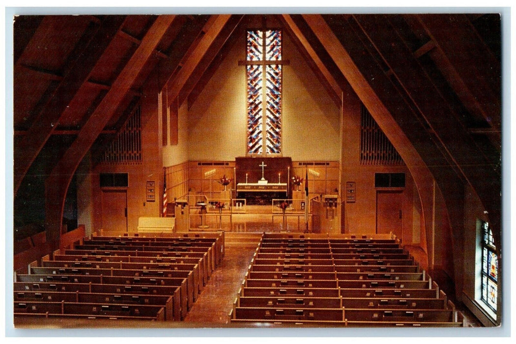 Interior View Peach Lutheran Church Oshkosh Wisconsin WI Vintage Postcard