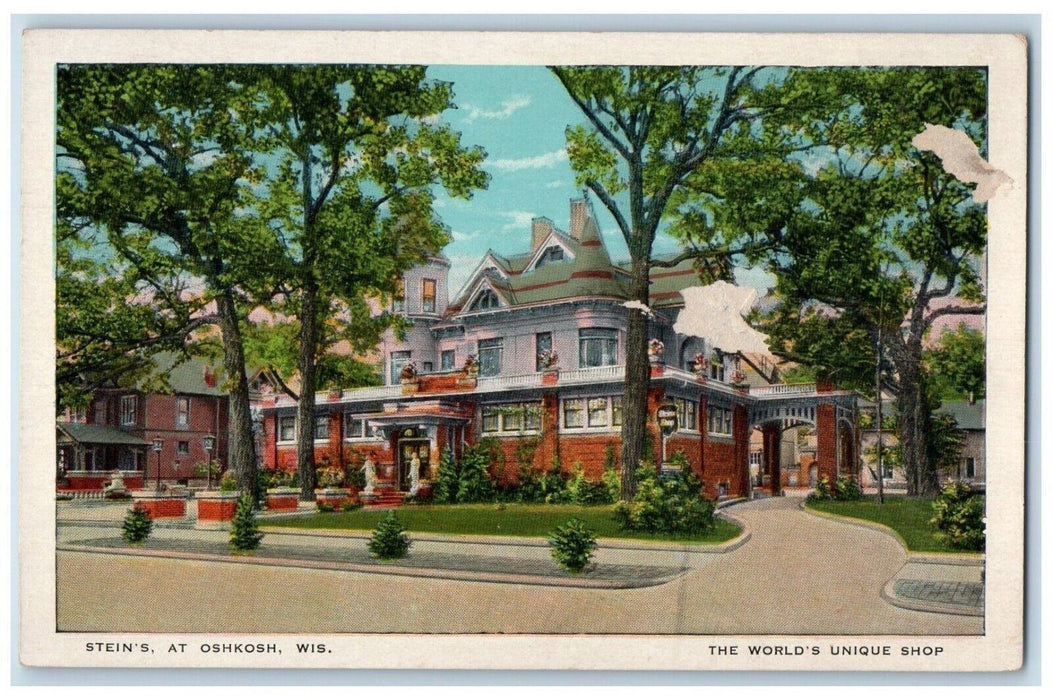 Stein's The World's Unique Shop Street View Oshkosh Wisconsin WI Postcard