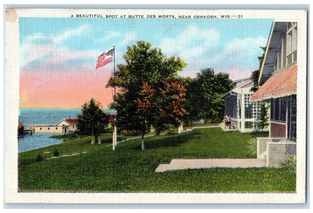 A Beautiful Spot At Butte Des Morts Near Oshkosh Wisconsin WI Vintage Postcard