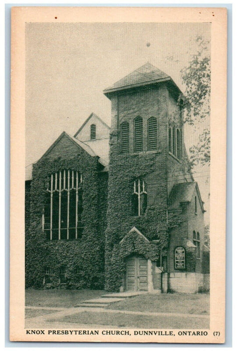 c1950's Knox Presbyterian Chruch Exterior View Dunnville Ontario Canada Postcard