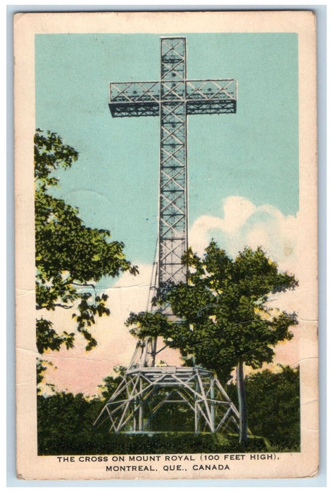 1948 The Cross on Mount Royal Montreal Quebec Canada Vintage Postcard