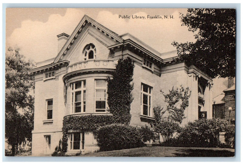 c1940's Public Library Franklin New Hampshire NH Atkinson Photo Repros Postcard
