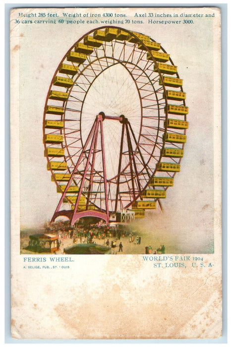 1904 Ferris Wheel World's Fair St. Louis Missouri MO A Selige Antique Postcard