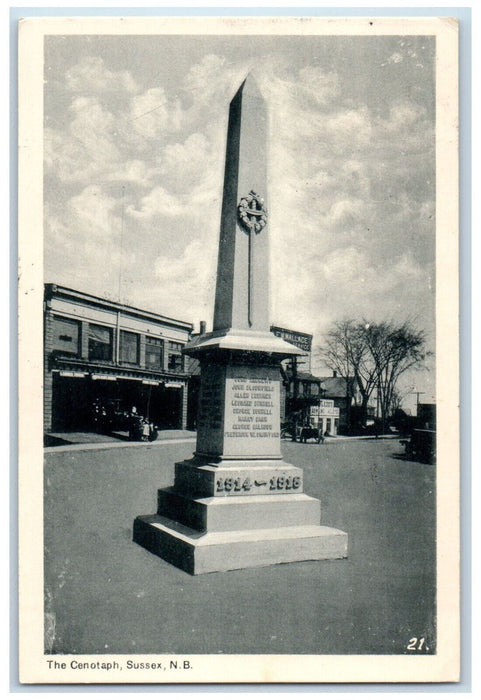 1949 The Cenotaph Susex New Brunswick Canada Cody's NB Vintage Postcard