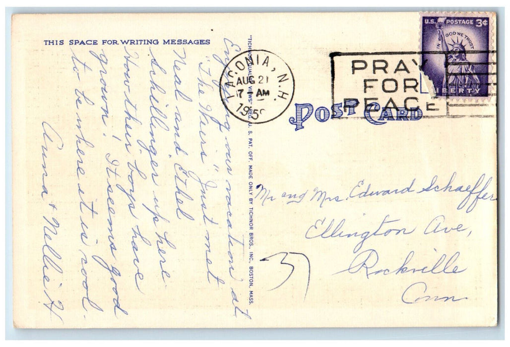 c1950's Moonlight on Lake Winnipesaukee New Hampshire NH Vintage Postcard