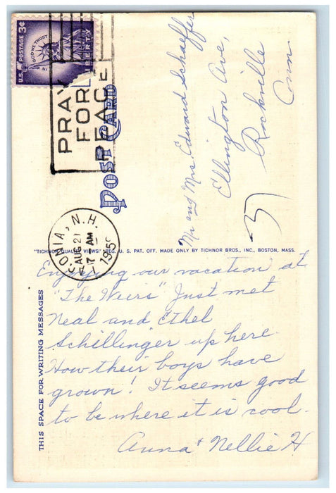 c1950's Moonlight on Lake Winnipesaukee New Hampshire NH Vintage Postcard
