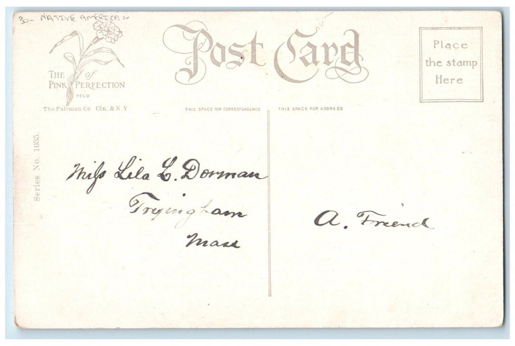 c1910's Valentine Girls Native American Heart Teepee Tent Antique Postcard
