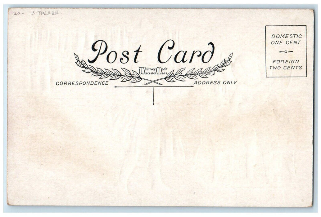Valentine Boy Maid Stalker Heart Chair Embossed Unposted Antique Postcard