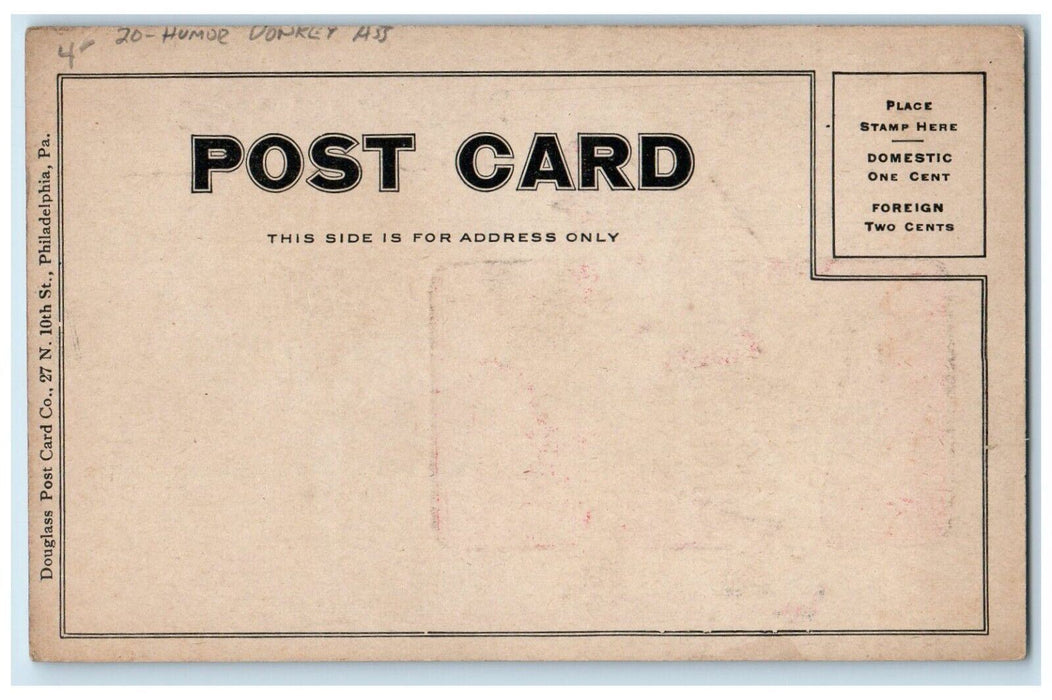 c1905 Girl Donkey Ass Comic Humor Embossed Unposted Antique Postcard